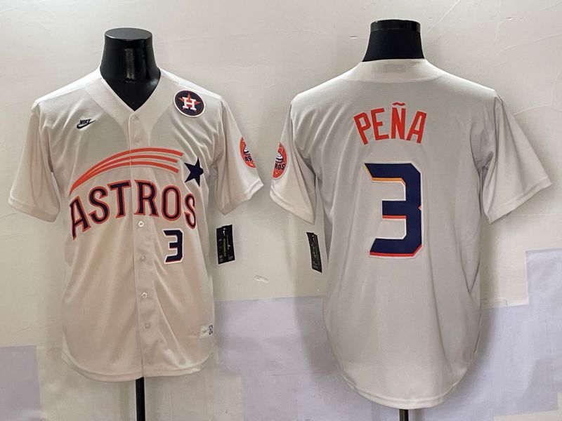 Men Houston Astros #3 Pena Cream Five generations Joint Name 2025 Nike MLB Jersey style 7